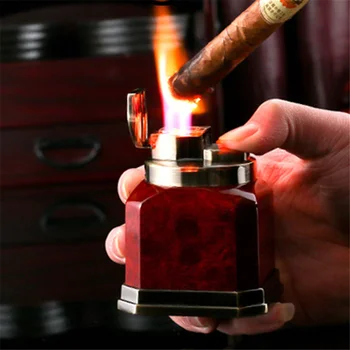 Газовая зажигалка Red Flame Metal с 4 прямыми газовыми турбинами, мощная реактивная зажигалка, Ветрозащитная зажигалка с открытым пламенем, подарочные аксессуары для сигар