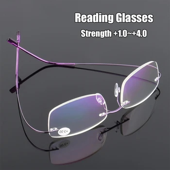 Гибкие Сверхлегкие Очки Для Чтения Без Оправы, Мужские И Женские Модные Очки С Памятью, Титановые Магнитные Прозрачные Очки Для Дальнозоркости + 1,0 ~ +4,0