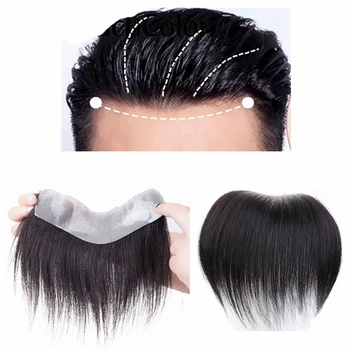 Головной убор для мужчин для наращивания натуральных черных волос От выпадения волос Прямая лента в системе замены парика из человеческих волос