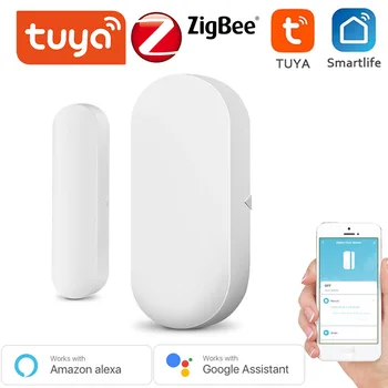 Датчик двери, окна Tuya WiFi/ Zigbee, детектор гаражных ворот, работает с Tuya Zigbee Hub Alexa Google Home, система безопасности умного дома