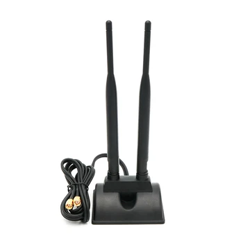 Двойная Антенна WiFi для Штекерного Разъема w/RP-SMA 2,4 ГГц 5 ГГц Двухдиапазонная Антенна С Магнитным Основанием Беспроводной Маршрутизатор WiFi Адаптер