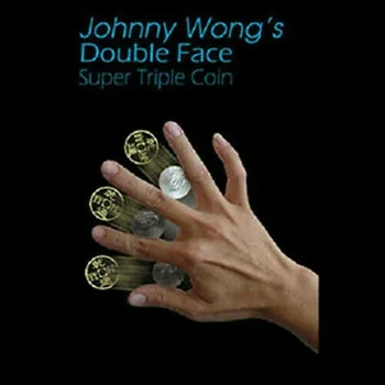 Двойная монета Super Triple Coin (версия в полдоллара или доллар Моргана) от Джонни Вонга Magic Goocheltrucs Professionele Крупным планом