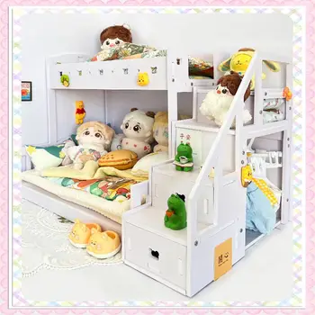 Двухслойная детская кроватка, хлопчатобумажная кукольная мебель, кукольное постельное белье, матрас 20 см, макет сцены bjd, одеяло, аксессуары для подушек