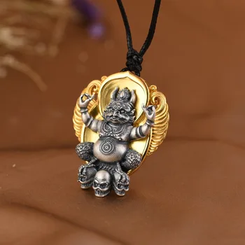 Двухцветное ожерелье с подвеской в виде головы скелета в тибетском стиле, приносящее удачу, отгоняющее бедствия Ожерелье Ювелирные изделия