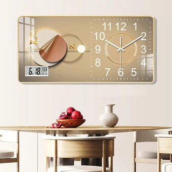 Декоративные Часы для гостиной Настенные Часы Модный Температурный Календарь Часы Без Перфорации Декоративная Роспись Часы
