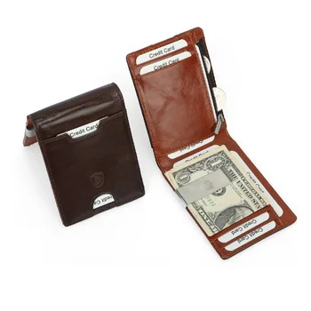 Деловой кошелек с зажимом из натуральной кожи, карты Walet, монеты, деньги для карманного кредита, держатель для мужского кошелька, Кожаный зажим для банкнот, двойной