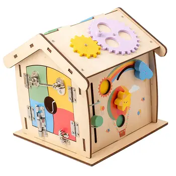 Деревянный домик Busy Board, деревянная игрушка-сортер, сенсорная игрушка для мальчиков и девочек, дети