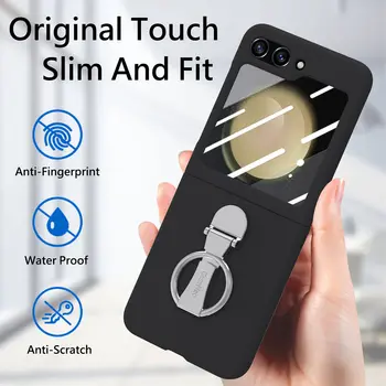 Держатель Кольца Жесткий Пластиковый Чехол Для Телефона Samsung Galaxy Z Flip 5 Flip5 5G Защита От Падения Противоударный Жесткий Чехол