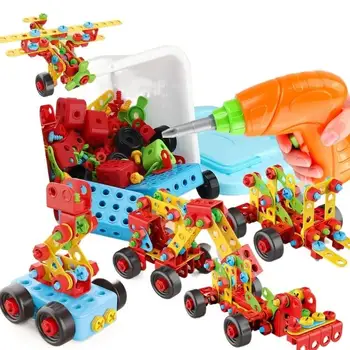 Детская игрушка-шуруп, Электрическая дрель, ящик для инструментов, обучающая игрушка для сборки гаек для мальчиков