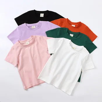 Детская футболка, летняя новинка, хлопковая футболка с коротким рукавом для мальчиков и девочек, детская одежда