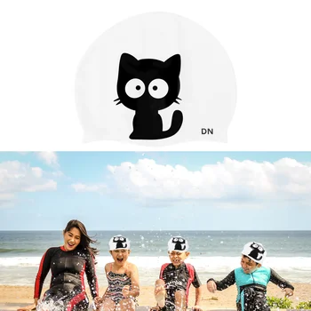 Детская шапочка для плавания с рисунком кота, Силиконовый водонепроницаемый мультяшный козырек для ванны для малышей, шапочки для плавания, Шапочка для плавания, принадлежности для плавания для