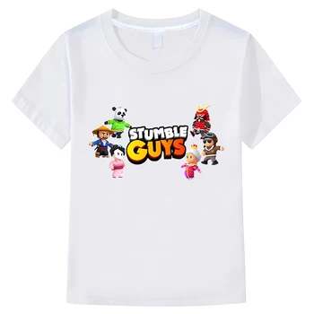 Детские футболки Stumble Guys, Летняя Хлопковая футболка с короткими рукавами в стиле Аниме Каваи, y2k, одежда для девочек, одежда для мальчиков, детские Топы с героями мультфильмов
