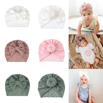 Детские шапочки-тюрбаны, шапки для маленьких девочек и мальчиков, однотонные шапочки с бантом, повязка на голову для новорожденных, Детские Головные уборы, Аксессуары для волос, Повязка на голову