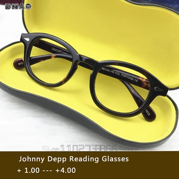 Джонни Депп Очки Для Чтения Мужские LEMTOSH Очки Для Дальнозоркости Женские Брендовые Дизайнерские Винтажные Ацетатные Оправы +1.0 +1.5 +2.0 +3.0 +4.0