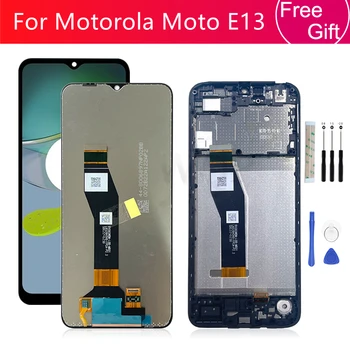 Для Motorola Moto E13 ЖК-дисплей, сенсорный экран, дигитайзер в сборе с рамкой Для замены запасных частей для ЖК-экрана Moto E13