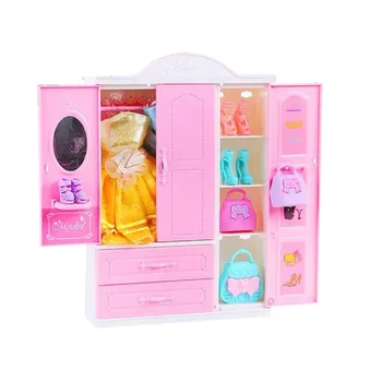 Для аксессуаров куклы Барби, модного декора, мебели, Сменного гардероба, шкафа для хранения, отделочного шкафа, игрушки для девочек