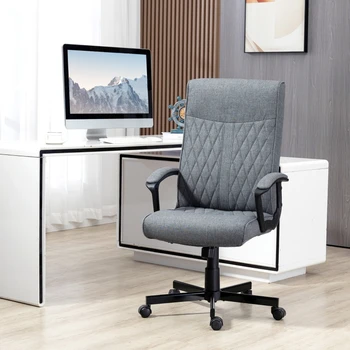 Домашний офисный стул с высокой спинкой, компьютерный стул с поворотом на 360 градусов, регулируемой высотой и функцией наклона, подходит для офисов