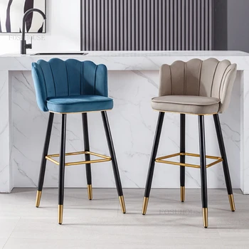 Европейские дизайнерские барные стулья с мягкой спинкой, современное креативное кресло, Высокие табуреты для барной мебели, стул для бара в ресторане для отдыха