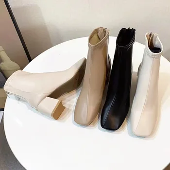 Европейские женские ботинки; водонепроницаемые ботинки Martin на платформе по щиколотку; Короткие ботинки на молнии; Мода 2023 года; Новые Пикантные Элегантные женские туфли с острым носком;