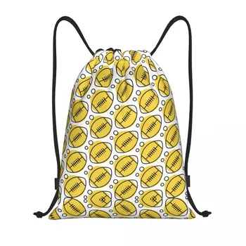 Желтый рюкзак с рисунком регби на шнурке, женский мужской рюкзак для спортзала, портативная сумка для покупок, сумка