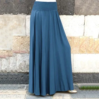 Женская весенне-осенняя мода, эластичный пояс, однотонные плиссированные длинные юбки, Винтажные универсальные повседневные свободные юбки трапециевидной формы.