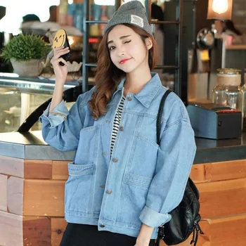 Женская джинсовая куртка, весенняя новинка 2023, модная свободная тонкая куртка в корейском стиле, осенний короткий топ в стиле бойфренда