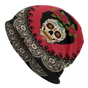Женская Мужская шапочка-бини с мексиканским черепом, женская теплая весенне-зимняя уличная шапочка-бини в стиле хип-хоп