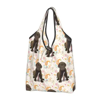 Женская Повседневная сумка для покупок Puppy Chocolate Lab Kisses через плечо, большая вместительная сумка-тоут, портативная сумка для хранения, складные сумки
