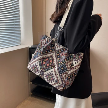 Женская сумка для покупок в этническом стиле Ретро, переносные сумки через плечо для уличных покупателей, дорожные сумки