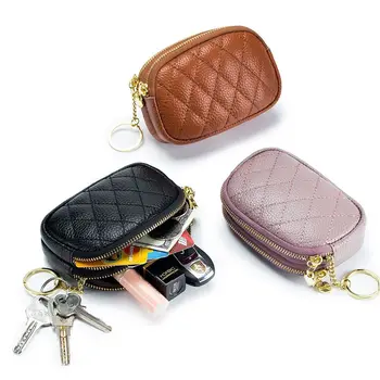 Женская сумка-портмоне, мини-кошелек, сумка для денег, карман для мелочи из искусственной кожи, держатель для карт, брелок, короткий клатч для губной помады на молнии.