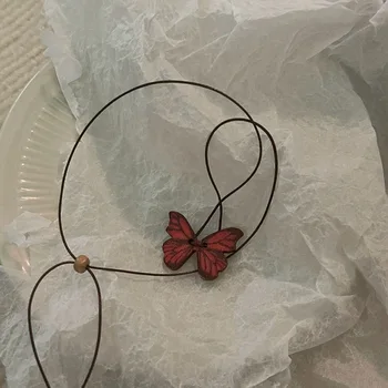 Женские винтажные ожерелья с подвесками в виде бабочек, романтические Классические украшения, Нежная модная цепочка на шею, Элегантные очаровательные веревочные цепочки