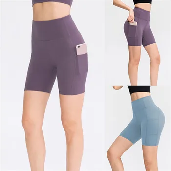 Женские однотонные шорты для фитнеса и йоги с двойной резинкой в обтяжку