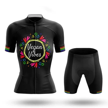 Женский комплект из вело-джерси Vegan Vibes, шорты, костюм, велосипедная одежда, комплекты одежды для горных шоссейных велосипедов MTB
