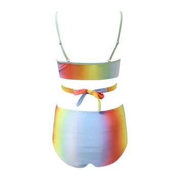 женский купальник-бикини 2023 с завышенной талией, пляжная одежда, купальники с высоким цветным принтом, 2 упаковки купальников maillot de bain femme