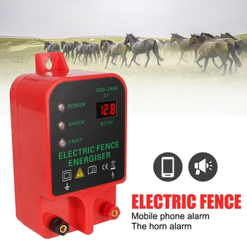 ЖК-дисплей напряжения, высоковольтный импульсный контроллер для домашнего скота, электрический забор, 10-километровая сигнализация с высоким децибелом, водонепроницаемый