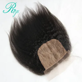 Застежки Riya 4x4 на шелковой основе, кудрявые прямые человеческие волосы, предварительно выщипанные по линии роста волос, волосы младенца, Бразильские прямые человеческие волосы яки