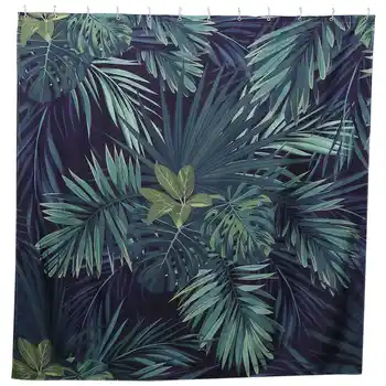 Зеленая занавеска для душа с рисунком листьев, современный натуральный растительный узор, водонепроницаемые занавески для ванной из полиэстера