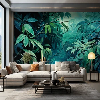 Зеленое растение в китайском стиле, лесные цветы, фотообои, обои, гостиная, спальня, телевизор, романтическое искусство, настенная ткань Papel De Parede 3D