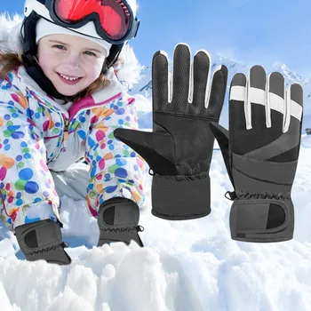 Зимние перчатки для детей на открытом воздухе, мальчиков и девочек, Ветрозащитные теплые водонепроницаемые перчатки Thinsulate, Громоздкие зимние лыжные перчатки с крючком и петлей