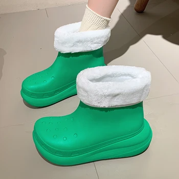 Зимние флисовые теплые женские ботинки 2023 г., Новые удобные непромокаемые ботинки на платформе, легкие нескользящие зимние ботинки, женские ботинки