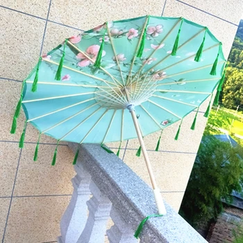 Зонтик из атласной ткани женский реквизит для фотосъемки Китайский узел кулон кисточка зонтик марлевый классический масляный бумажный зонтик зонтик