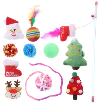 Игрушки-тизеры для самостоятельного воспроизведения, палочки для кошек, подарки для домашних кошек, Интерактивная палочка для поддразнивания Рождества