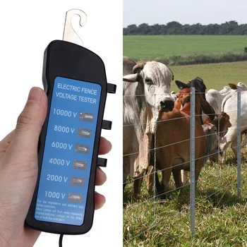 Измеритель напряжения электрического забора 10000 В, водонепроницаемый портативный фермерский инструмент с 6 лампами для проверки напряжения