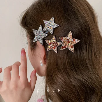 Изысканные заколки с бриллиантами в виде пятиконечной звезды, дизайн боковой заколки, новые аксессуары для волос, новая веревка для волос