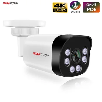 Камера Видеонаблюдения 4K 8MP 5MP 4MP Poe IP Onvif Аудио 48V POE/DC12V Для NVR Ночного Видения Bullet Водонепроницаемая Камера Безопасности