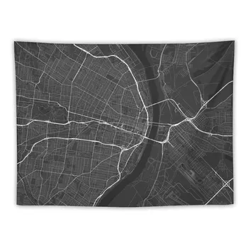 Карта Сент-Луиса, США. (Черное на белом) Гобеленовое украшение для дома и улицы