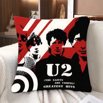Квадратная наволочка с двусторонней печатью U2, наволочки, декоративные диванные подушки, наволочки 45 * 45, наволочки для подушек, Наволочки