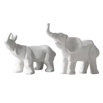 Керамические статуэтки слона-носорога, орнамент, современная скульптура, простая фигурка для
