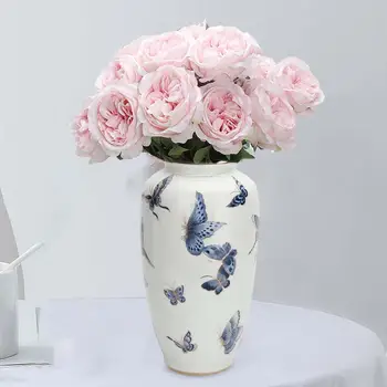 Китайская керамическая ваза, большая гладкая Фарфоровая ваза ручной работы с широким горлышком