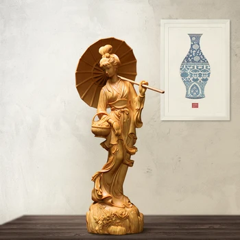 Китайская классическая скульптура красоты Чонсам, Статуя ручной работы, Настенный декор для дома, Аксессуары для счастливого украшения